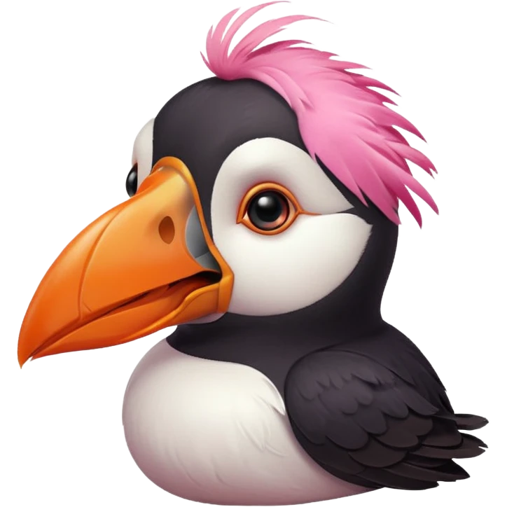 pink puffin angry blow steam nose beak emoji