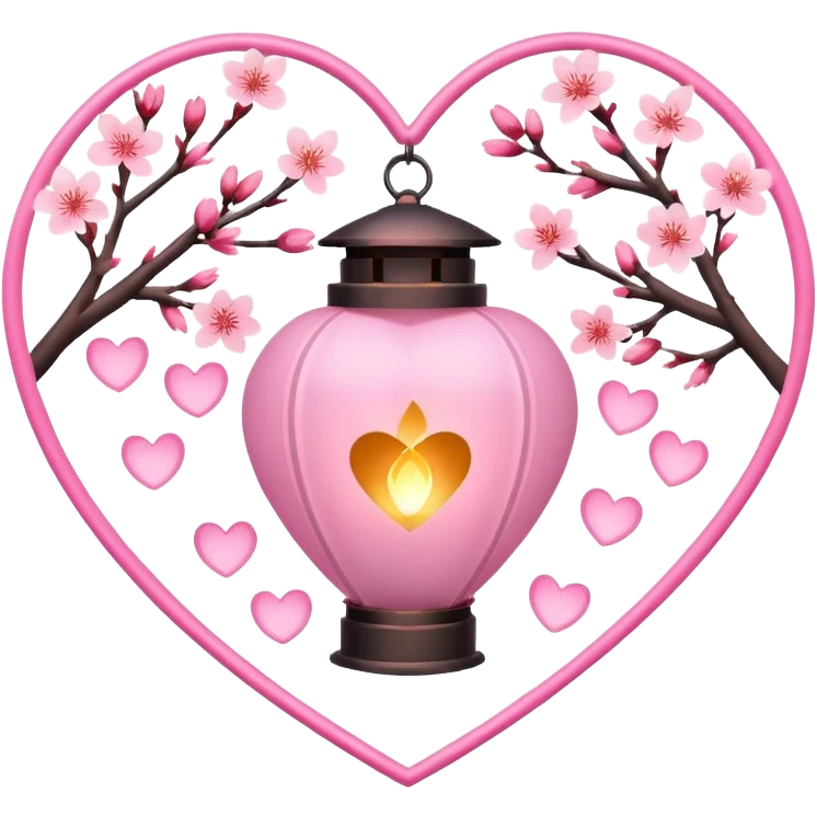 heart with sakura and a floating lantern emoji