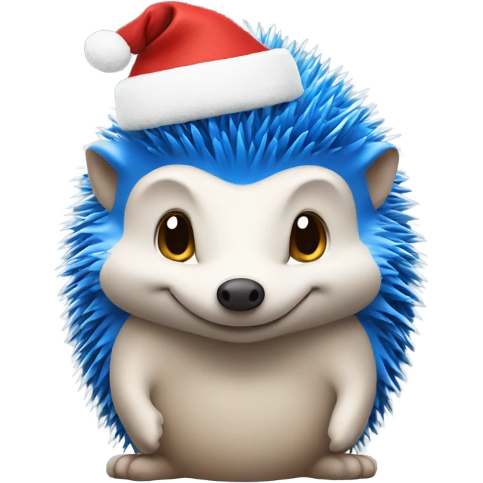 Blue hedgehog in Christmas hat  emoji
