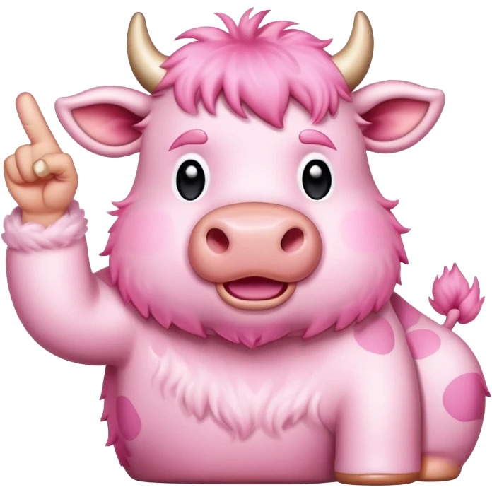 Pink cow with middle finger emoji