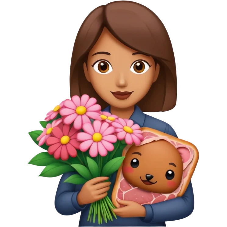 artist holding spam meat pretty flower bouquet  emoji