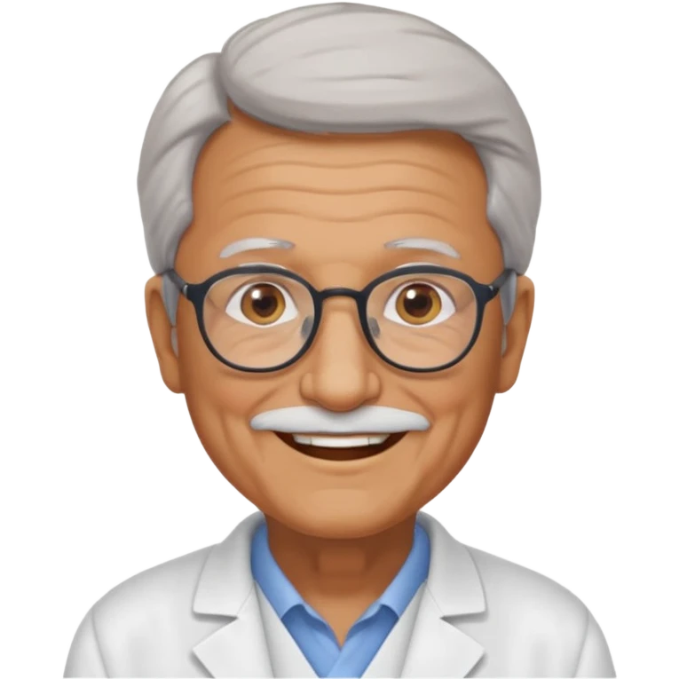 una imagen de un abuelo de 63 años sin bata medica con gafas emoji
