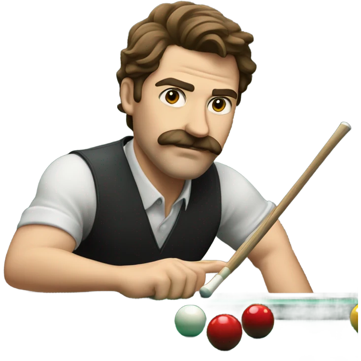A man with brown hair and a mustache playing pool emoji