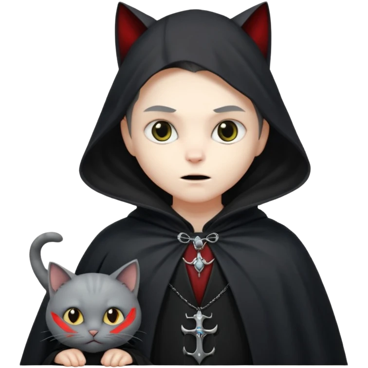 vampire with grey cat at feet emoji