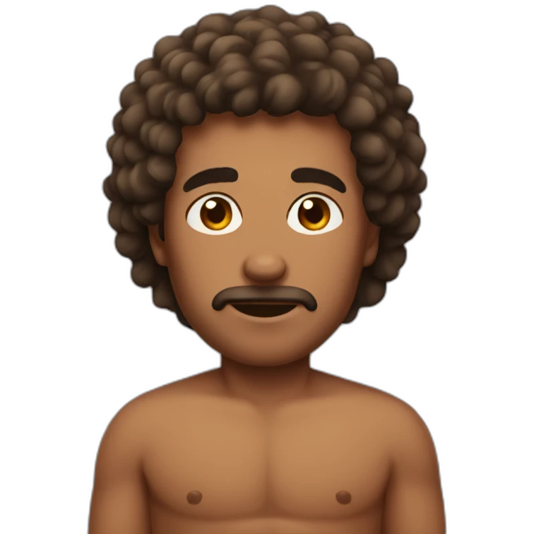 Shirtless man with chest hair emoji