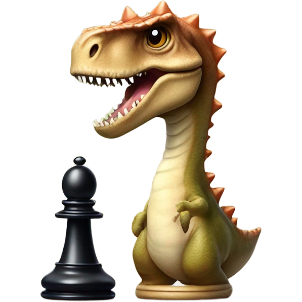 dinosaur holds a queen chess piece in its paw emoji
