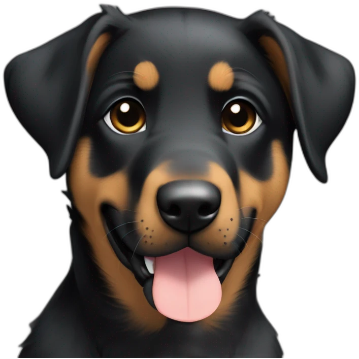 beauceron mix puppy with white chest and chin, brown paws and cheeks, black muzzle emoji