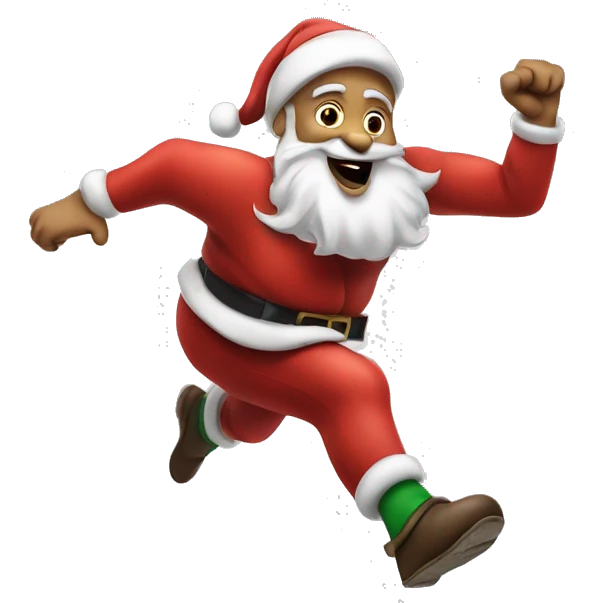 santa sprinting, with a large stride and arms outstretched emoji