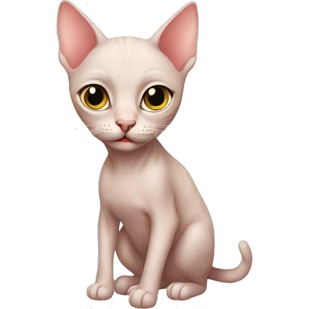 Hairless cat texting mommy emoji