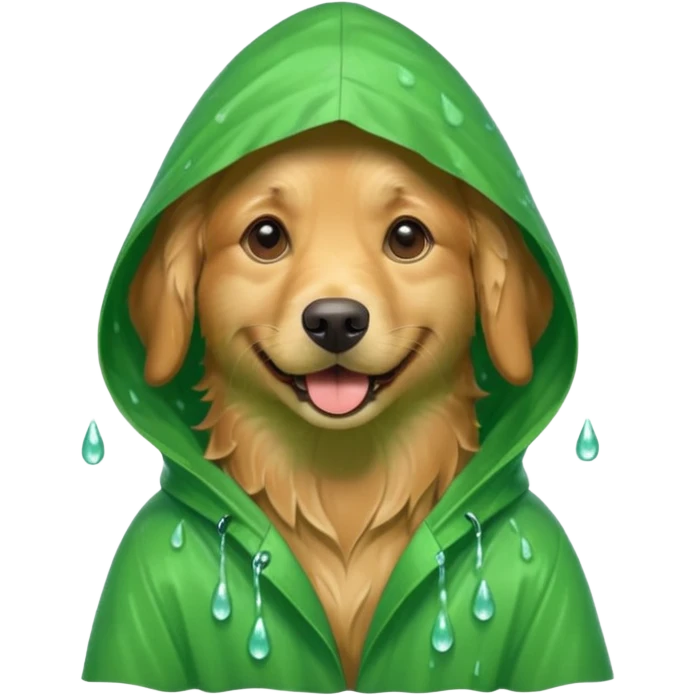 dog in green rain coat over head



 emoji