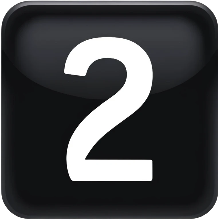 create number 2 in the center of the square shape,  and the square shape is in black color , the number is in white emoji