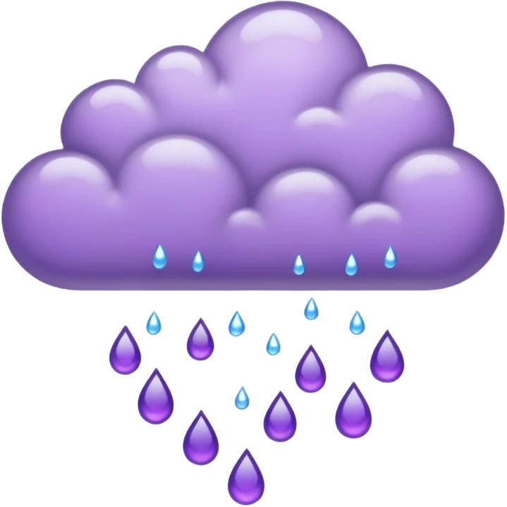 Purple Rain dancing down from cloud emoji