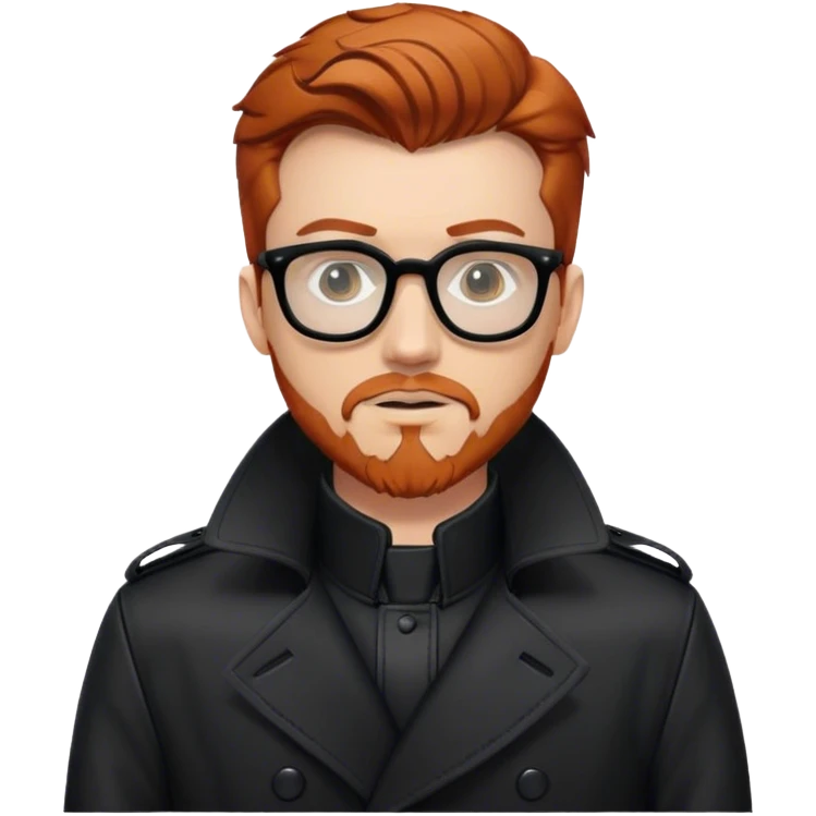 Redhead black glasses leather black trench coat and with a goatee redhead emoji