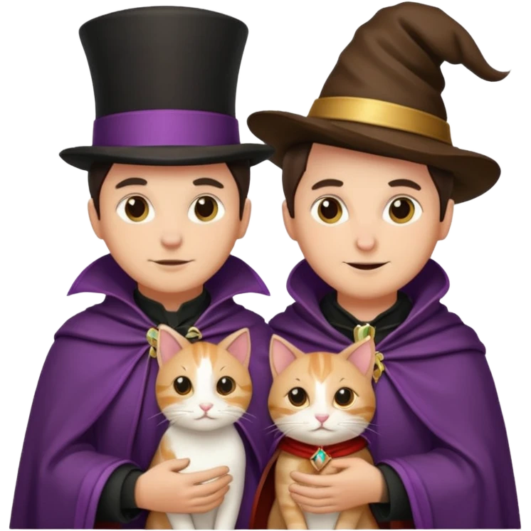 magician couple and their pet cat emoji