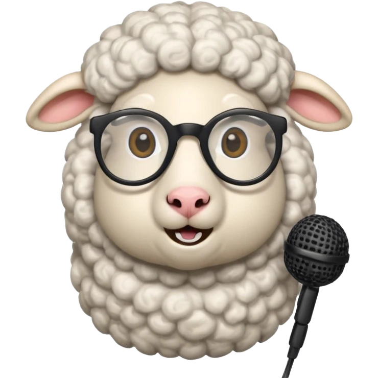 sheep with microphone and glasses emoji