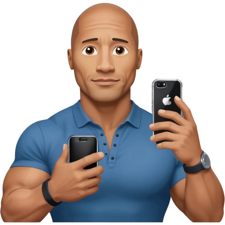 dwayne johnson with a mobile phone emoji
