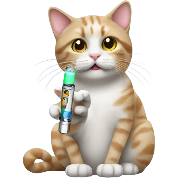 Cat holding a vape emoji