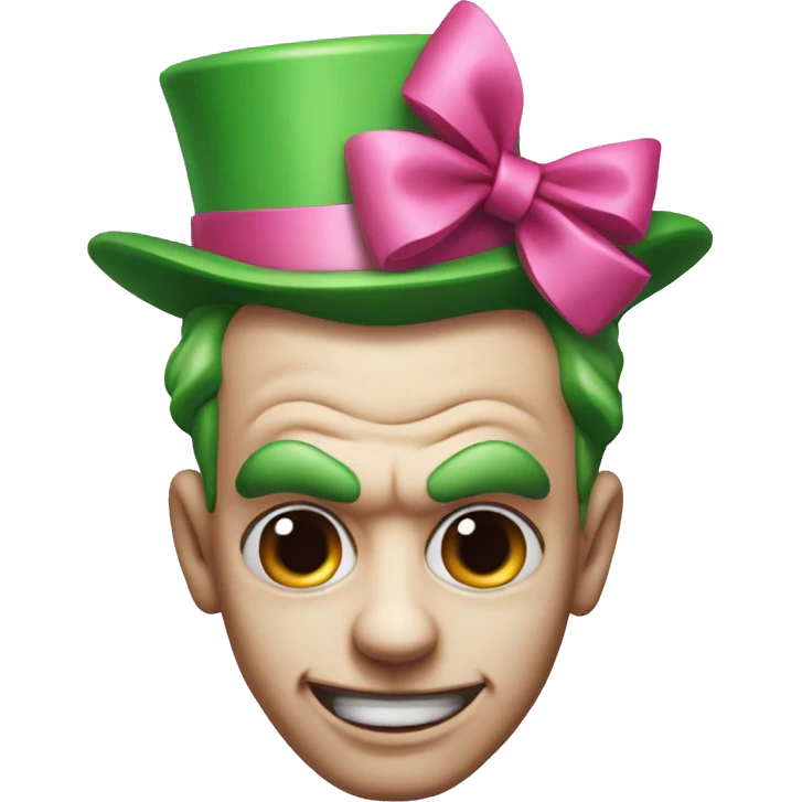 A joker face with pink bow on his head  emoji