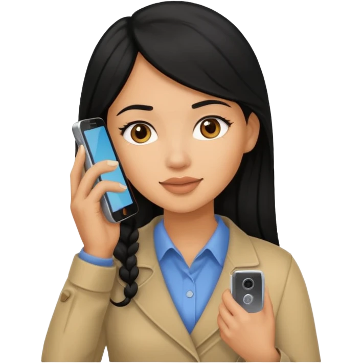 ligh skin black hair woman calling with her phone emoji