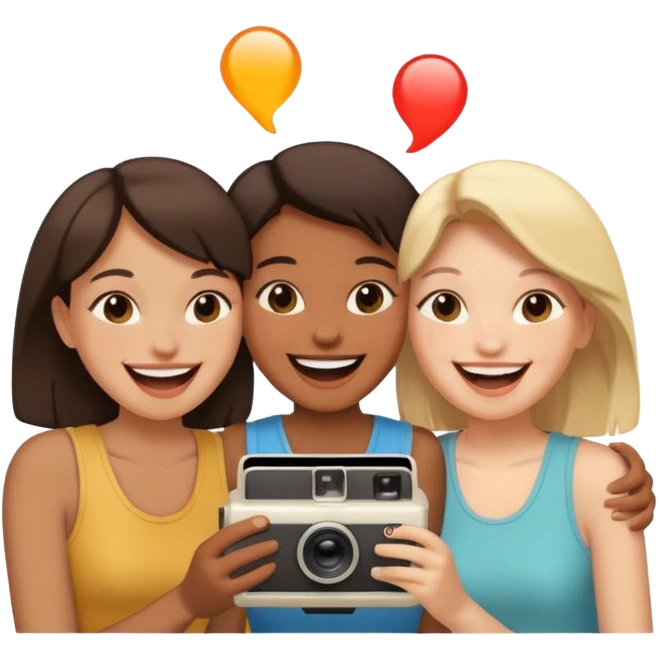 Old Polaroid + friends laughing emoji