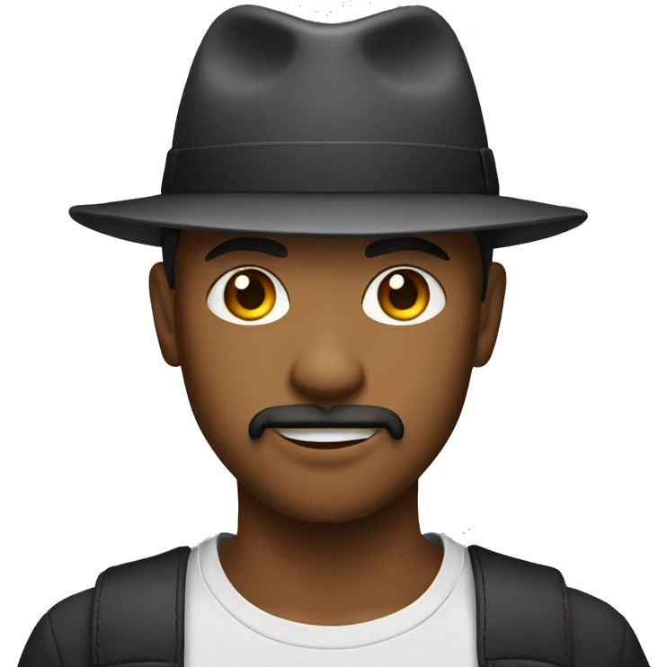 Teenager with a goatee and a hat emoji