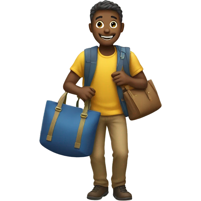 smiley emoji carrying bag emoji