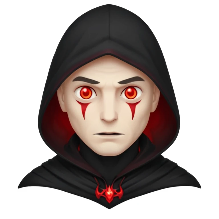 Evil, shadowie Male lord with Red glowing eyes and hood emoji
