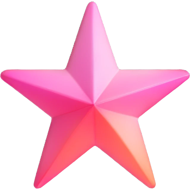 3D star icon, pink gradient, glossy finish, modern 3D style emoji