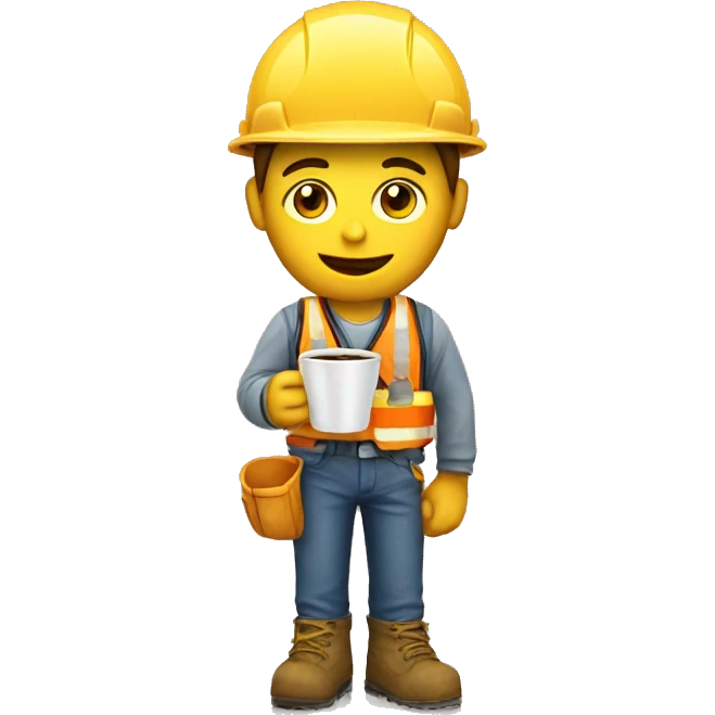 construction worker with coffee emoji
