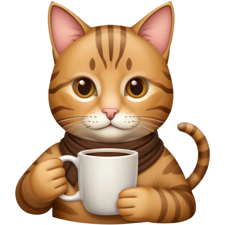 tabby cat programmer with coffee mug emoji