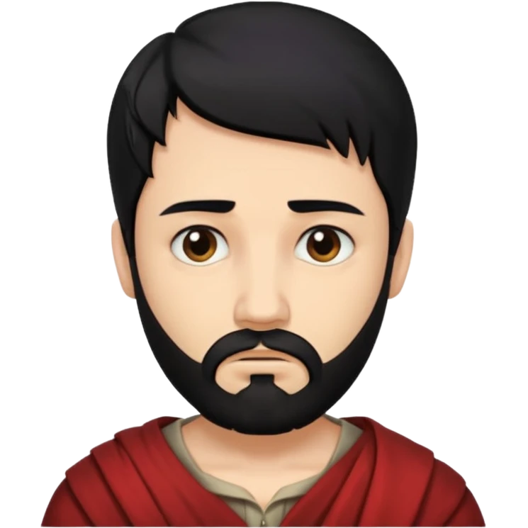 Judas the disciple with black hair and short beard and sad facial expression  emoji