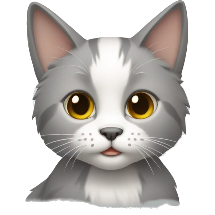 gato gris y blanco peludo emoji