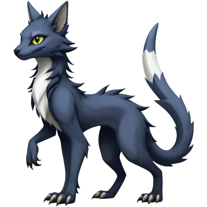 dark cool edgy fantasy feline-vernid-sergal-fursona animal creature with a tufted tail full body emoji