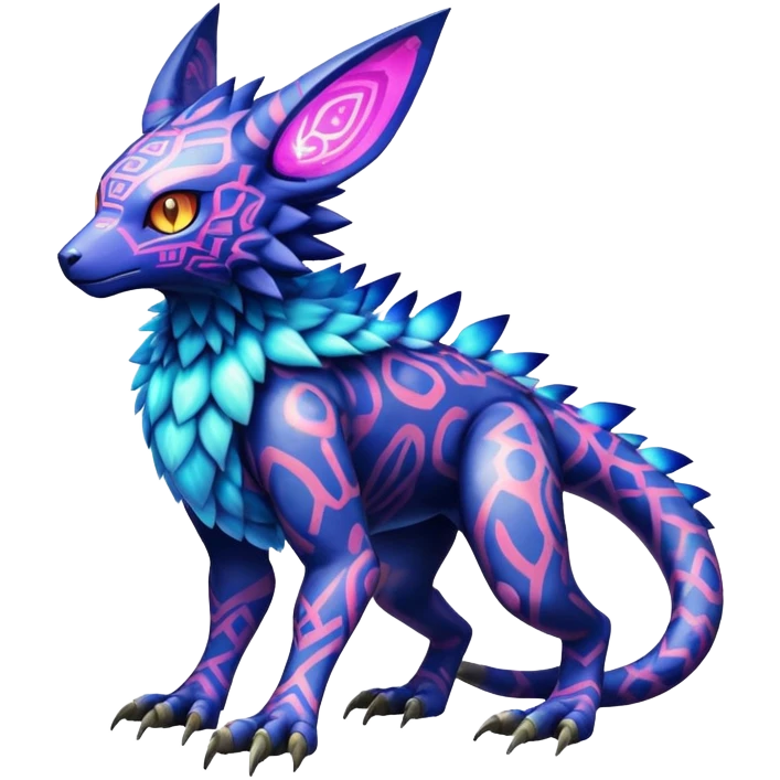  colorful warm modern cyber-Fakémon-Digimon-Trico-Vernid-creature (full body) emoji