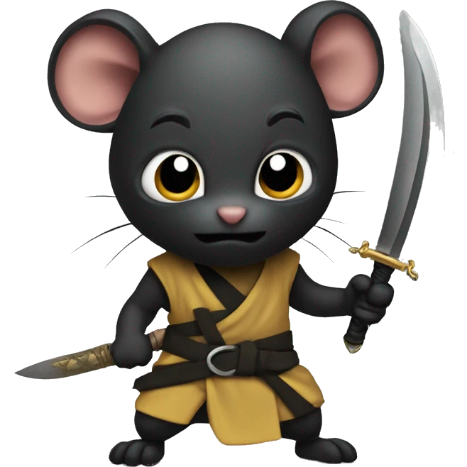 Black skin ninja rat holding a dagger emoji