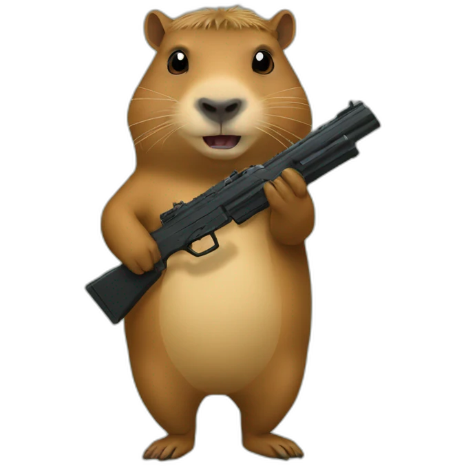 Capybara with a gun emoji