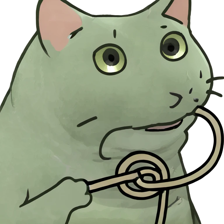 a cute cat holding rope in his hand emoji