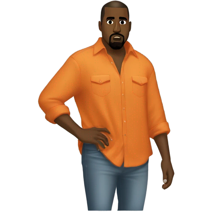 kanye west vestido Con una camisa naranja que tenga un zorro y sea una camisa de fútbol emoji