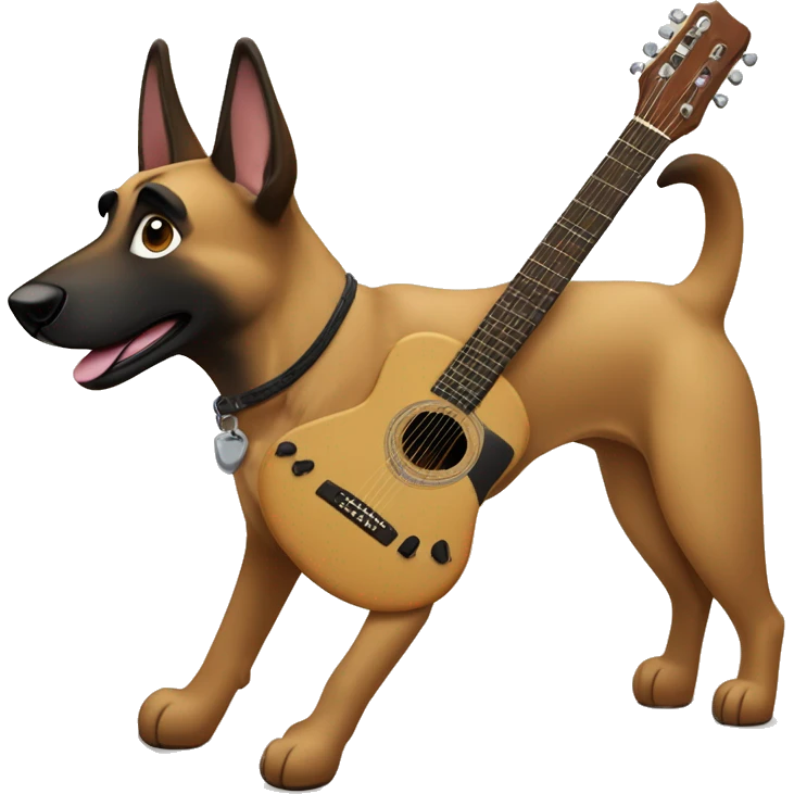 berger malinois qui joue de la guitare electrique emoji