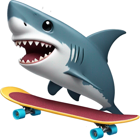 Shark riding a skateboard emoji