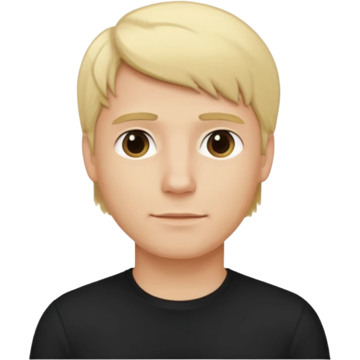 Create a standing man with blond hair and a black shirt, in iOS 18 style.” emoji