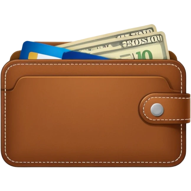 portefeuille marron avec quelques billets et carte bancaire emoji