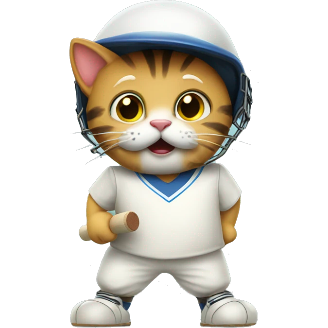 Play cricket cat emoji