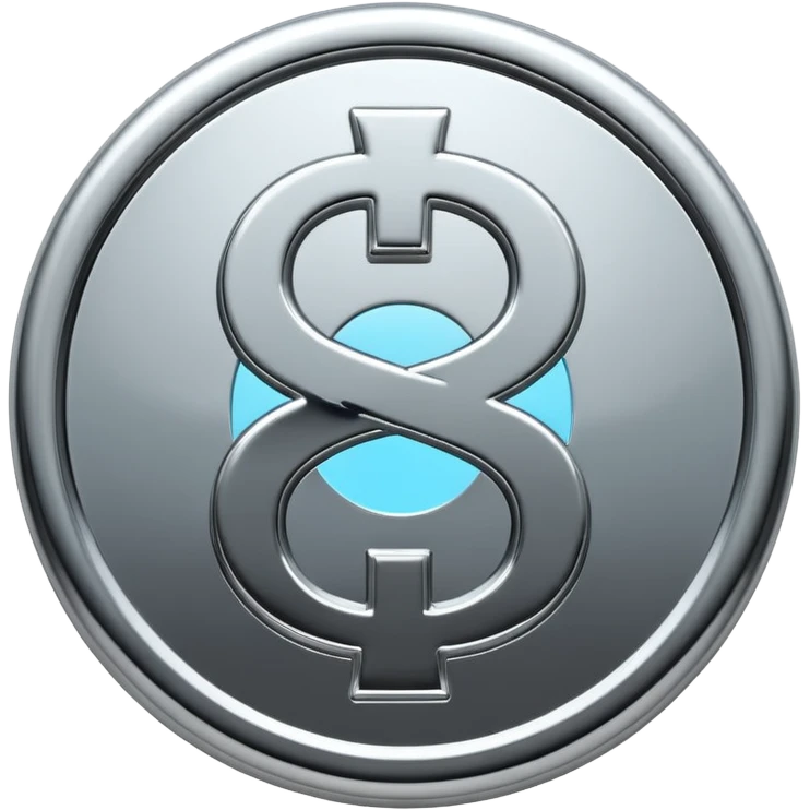 A double dollar sign emoji made of polished silver chrome, smooth metallic surface, glossy reflections, luxury swag vibe, minimal iOS emoji style, centered on white background emoji