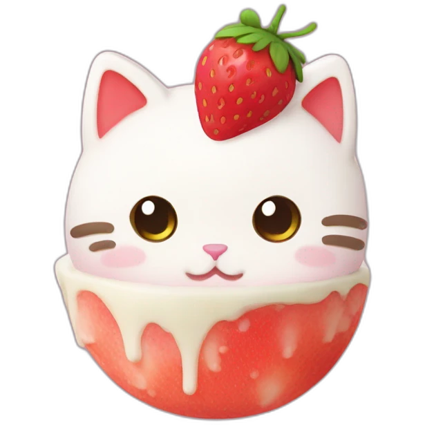 strawberry rice cake mochi cat emoji