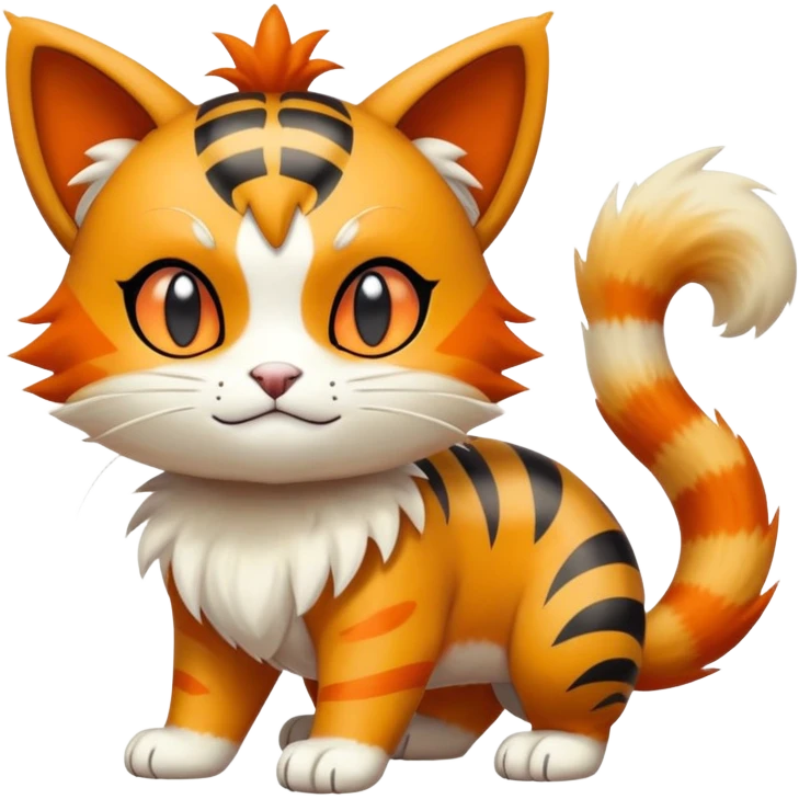 Shiny Cute Adorable Meowth-Litten-Littleo-Growlithe-Hybrid-Creature with pattern-markings emoji