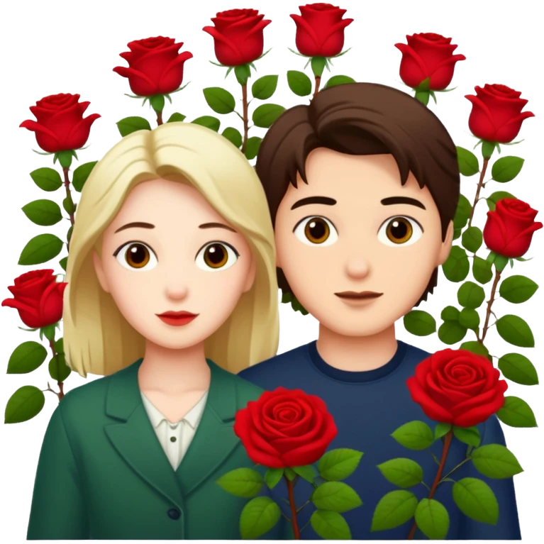 Kai and Gerda by the rose bush emoji