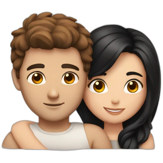 A Guy with brown hair and a girl with black hair cuddling emoji