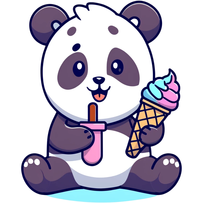 Panda eating ice cream emoji