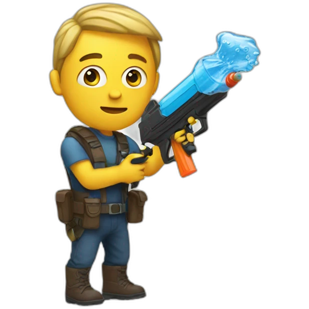 elon with a water gun emoji